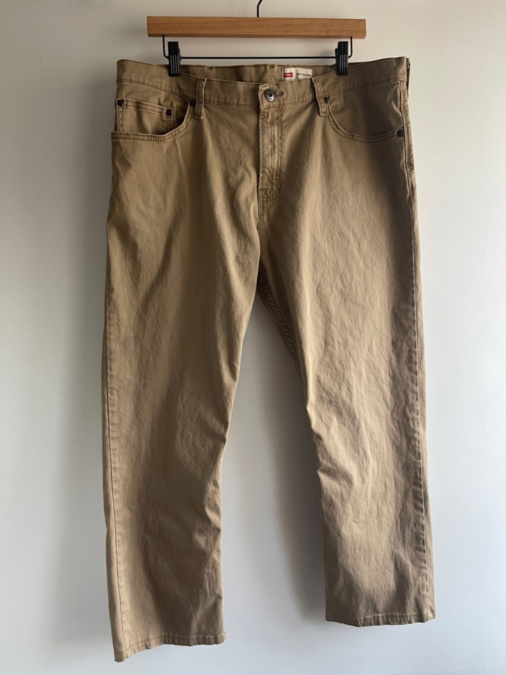 Wrangler Men’s Slim Straight Tan Pants Cotton Blend Classic Casual Fit 38x30